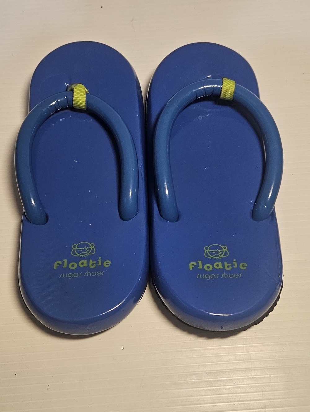 FLOATIE Rare Y2K Sugar Flip Flops Blue Neon Green Retro 2000s Sandals Size 7/8
